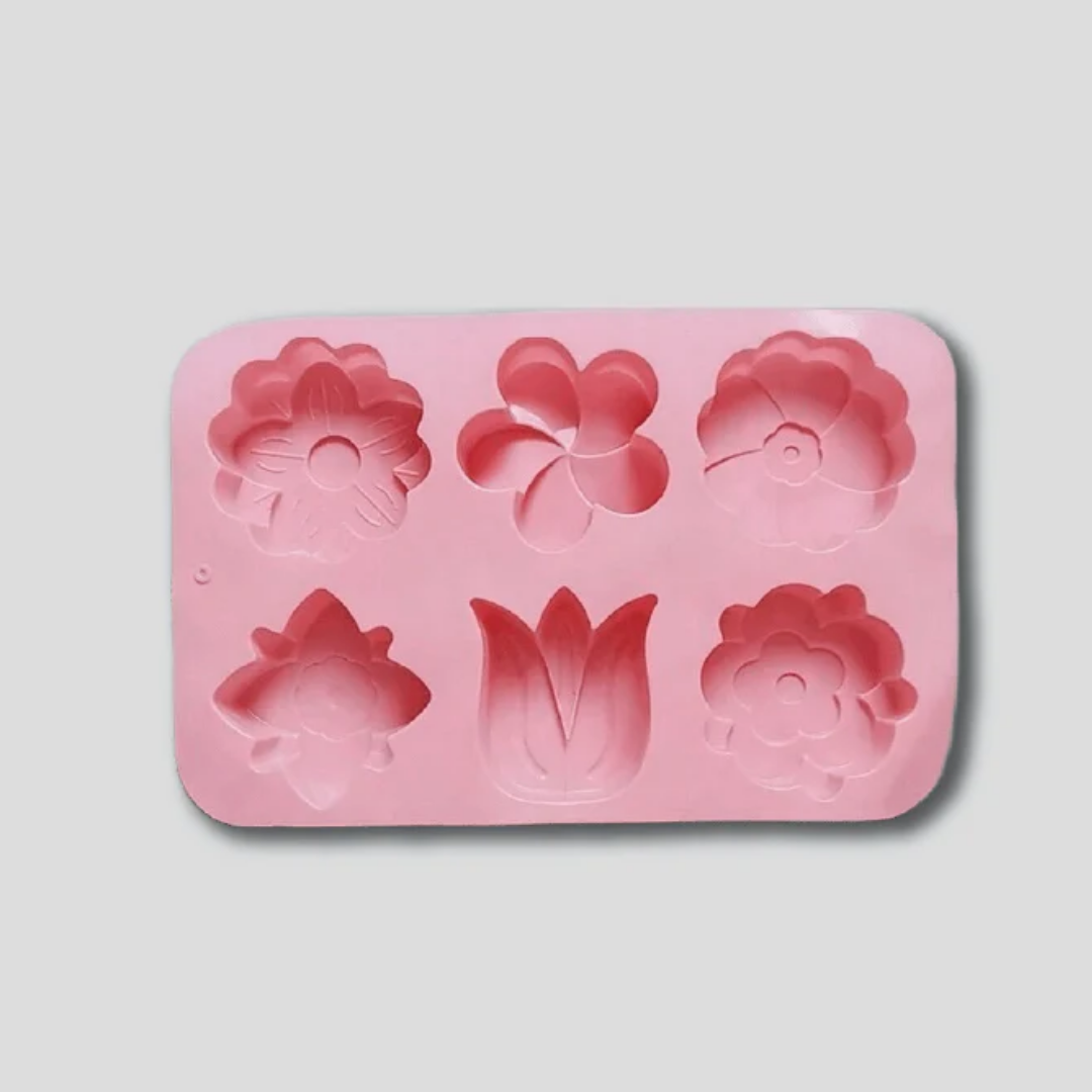Assorted Flowers Soap Mold 6 Cavity